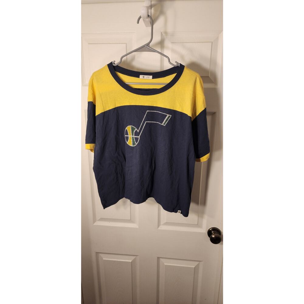’47 Brand Utah Jazz Tee XL Colorblock Yellow Navy Basketball Logo